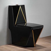Bồn cầu khối cao cấp kim cương đen kẻ vàng