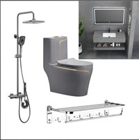 Combo bộ nhà tắm cao cấp màu ghi xám 053