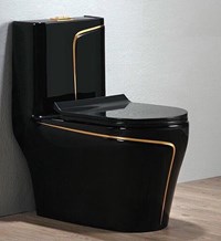 Bồn cầu khối cao cấp đen kẻ viền vàng