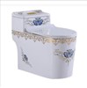 Bồn cầu khối cao cấp hoa văn vàng xanh