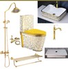 Combo bộ nhà tắm cao cấp màu vàng 046