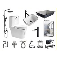 Combo bộ nhà tắm cao cấp trắng chỉ đen 050