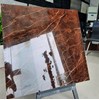 Đá đồng chất khắc kim Trung Quốc 80x80 đỏ nâu nhũ bạc