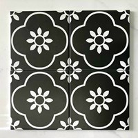 Gạch bông men 20x20 đen bông trắng