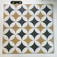 Gạch bông men 20x20 hình tròn nâu đen