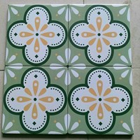 Gạch bông men 20x20 trắng xanh lá