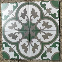 Gạch bông men 20x20 xám xanh lá