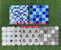 Gạch khắc kim 30x30 xanh trắng xám