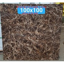 Gạch lát nền Trung Quốc 100x100 nâu vân đá