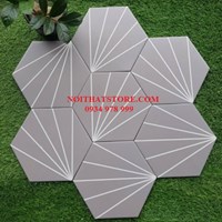 Gạch lục giác màu xám sọc trắng