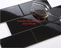 Gạch thẻ 10x20 đen bóng phẳng