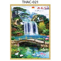 Gạch tranh 3D phong thủy thác nước 021