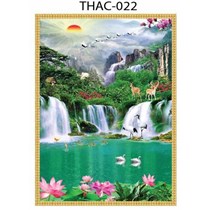 Gạch tranh 3D phong thủy thác nước 022