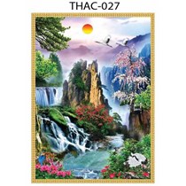 Gạch tranh 3D phong thủy thác nước 027