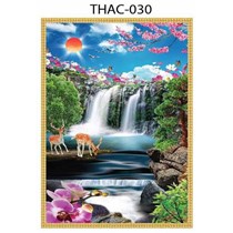 Gạch tranh 3D phong thủy thác nước 030