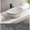 Lavabo đặt bàn hình Oval viền mạ vàng